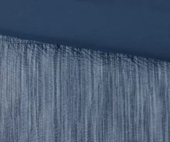 Kelan Navy Streak Patchwork Seersucker King 7-Piece Comforter Set -Home Sale Store 810590761 810590862 810590861 13