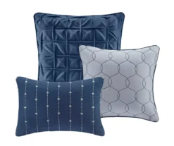 Kelan Navy Streak Patchwork Seersucker King 7-Piece Comforter Set -Home Sale Store 810590761 810590862 810590861 5