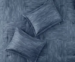 Kelan Navy Streak Patchwork Seersucker King 7-Piece Comforter Set -Home Sale Store 810590761 810590862 810590861 6