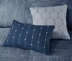 Kelan Navy Streak Patchwork Seersucker King 7-Piece Comforter Set -Home Sale Store 810590761 810590862 810590861 7