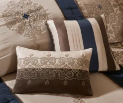 Perry Navy & Brown Medallion Jacquard California King 7-Piece Comforter Set -Home Sale Store 810590784 810590783 810590782 4