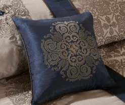Perry Navy & Brown Medallion Jacquard California King 7-Piece Comforter Set -Home Sale Store 810590784 810590783 810590782 5