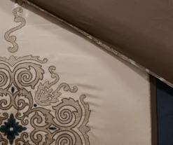 Perry Navy & Brown Medallion Jacquard California King 7-Piece Comforter Set -Home Sale Store 810590784 810590783 810590782 7