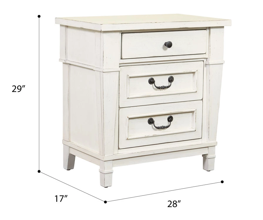 Kali Weathered White 3-Drawer Nightstand 3 Kali Weathered White 3-Drawer Nightstand - Image 3
