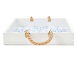 Grecian Getaway Blue & White Tile Print Decorative Tray -Home Sale Store 810592580 A8 3