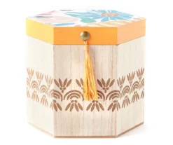 Blossom Blue & Yellow Floral Hexagon Storage Box