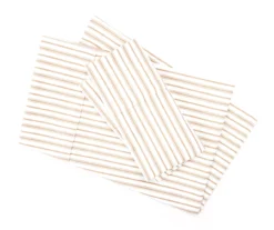 Tan & White Stripe Queen 4-Piece Microfiber Sheet Set