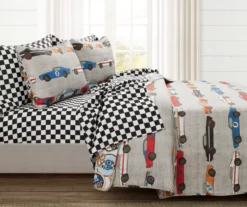 Lush Decor Beige Multi-Color Race Cars Quilt Set -Home Sale Store 810595974 1
