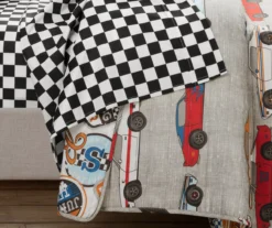Lush Decor Beige Multi-Color Race Cars Quilt Set -Home Sale Store 810595974 3