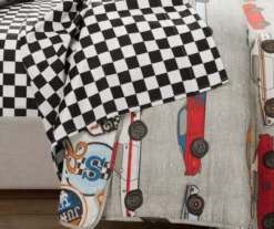 Lush Decor Beige Multi-Color Race Cars Quilt Set -Home Sale Store 810595975 3