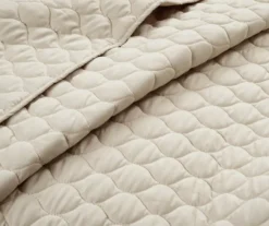 Ella Beige Ruffle & Lace-Trim Full/Queen 3-Piece Quilt Set -Home Sale Store 810596067 3