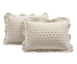 Ella Beige Ruffle & Lace-Trim Full/Queen 3-Piece Quilt Set -Home Sale Store 810596067 6