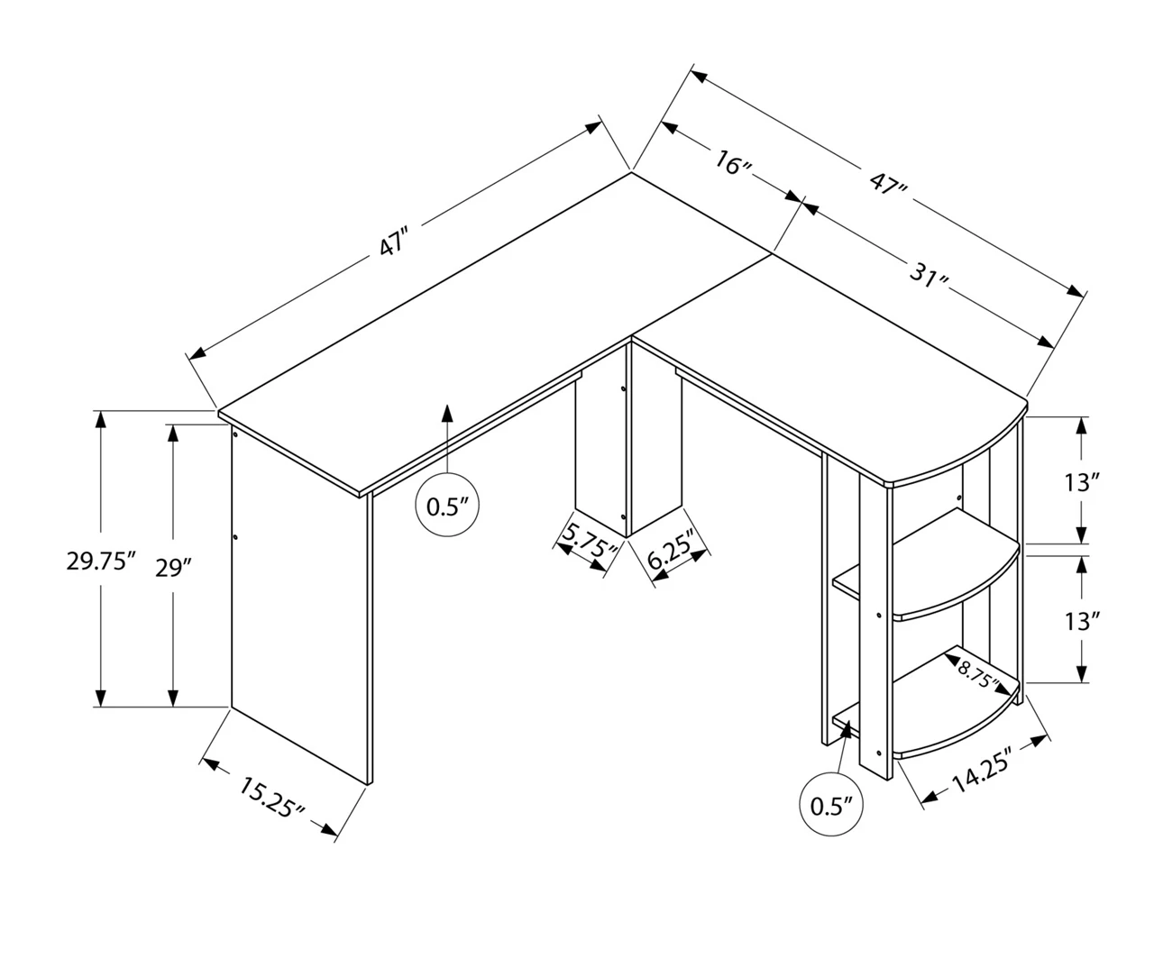 Industrial Gray L-Shaped Corner Desk With Open Storage 4 Industrial Gray L-Shaped Corner Desk With Open Storage - Image 4