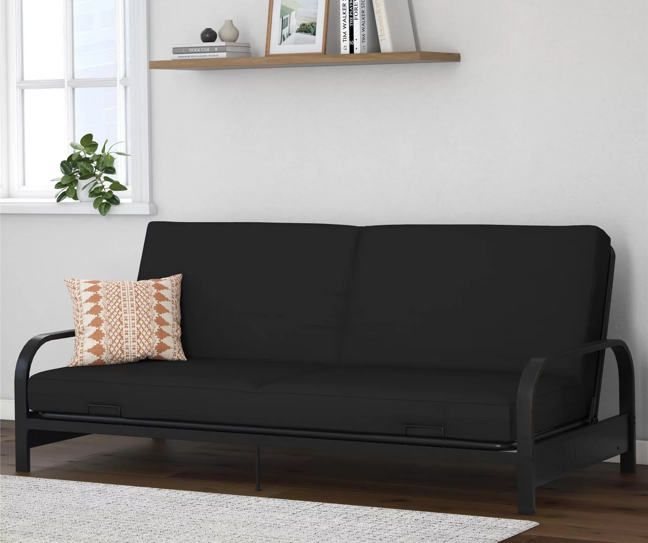 DHP Elbern Black Metal Futon With Black Microfiber Cover 3 DHP Elbern Black Metal Futon With Black Microfiber Cover - Image 3