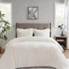 Polar Ivory Patchwork Stripe Faux Fur King/California King 3-Piece Comforter Set