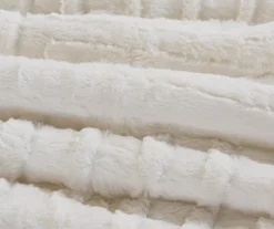 Polar Ivory Patchwork Stripe Faux Fur King/California King 3-Piece Comforter Set -Home Sale Store 810598147 810598148 810598149 5