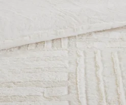 Polar Ivory Patchwork Stripe Faux Fur King/California King 3-Piece Comforter Set -Home Sale Store 810598147 810598148 810598149 6