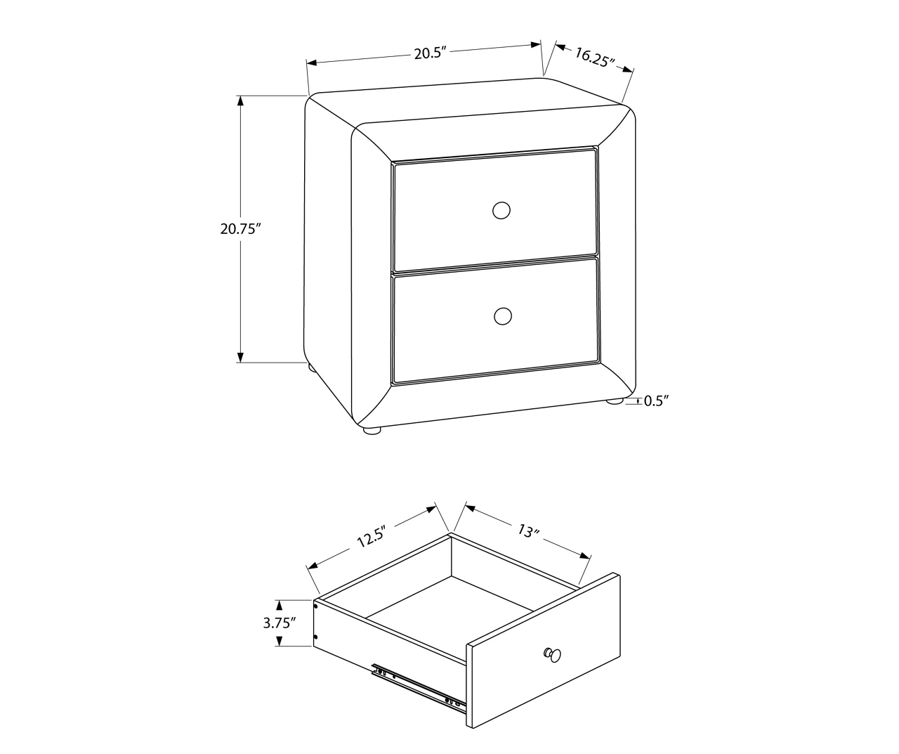 Monarch Linen Upholstered Nightstand 8 Monarch Linen Upholstered Nightstand - Image 8