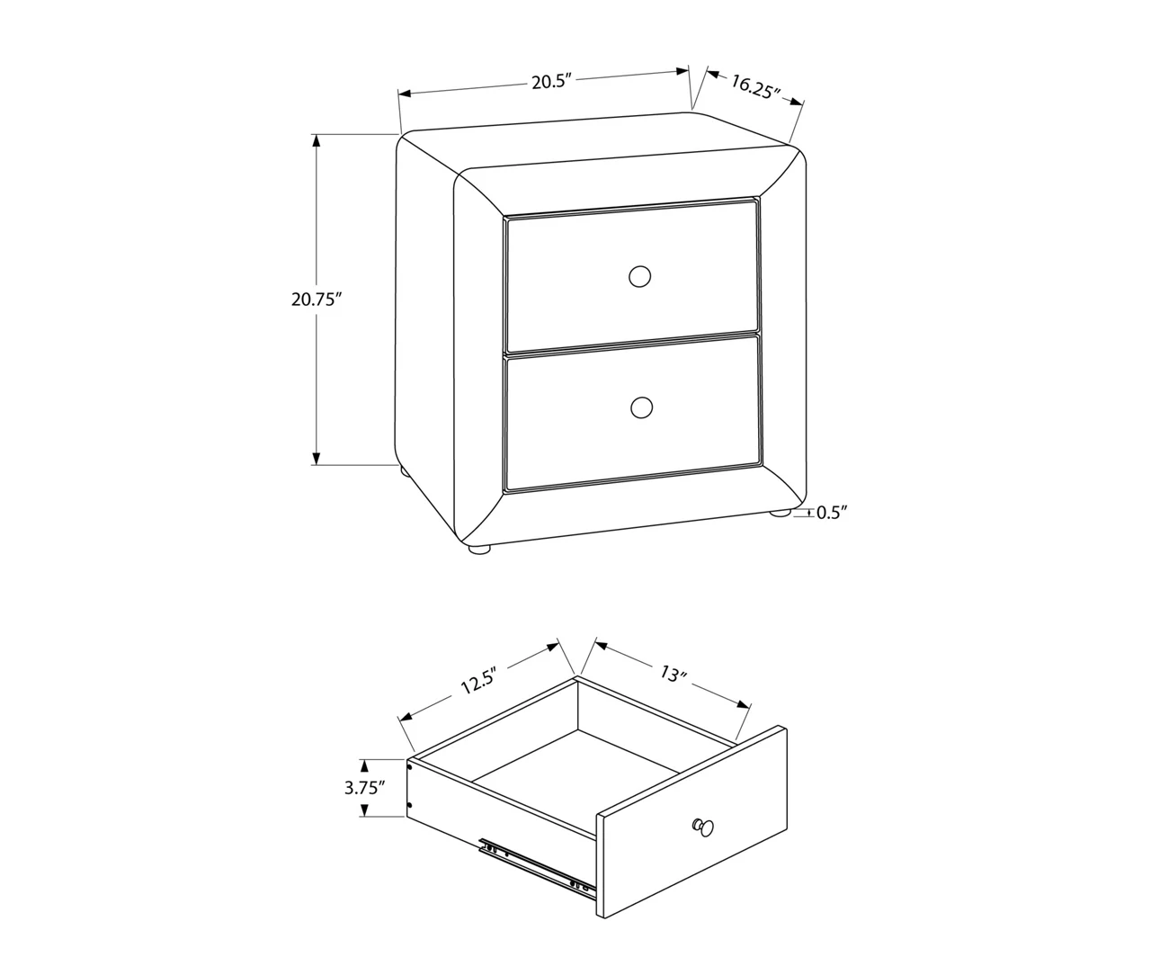Monarch Linen Upholstered Nightstand 5 Monarch Linen Upholstered Nightstand - Image 5