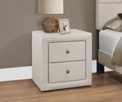 Monarch Linen Upholstered Nightstand 10 Monarch Linen Upholstered Nightstand -Home Sale Store 810598501 B0