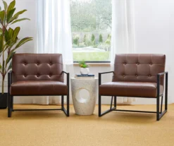 Glitzhome Modern Industrial Faux Leather Accent Chairs, 2-Pack -Home Sale Store 810598913 A0 2