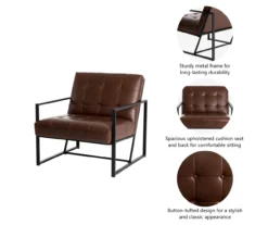 Glitzhome Modern Industrial Faux Leather Accent Chairs, 2-Pack -Home Sale Store 810598913 A0 7