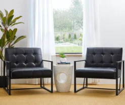 Glitzhome Modern Industrial Faux Leather Accent Chairs, 2-Pack -Home Sale Store 810598914 A0 2