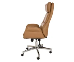 Light Brown Mid-Century Modern Faux Leather Executive Office Chair -Home Sale Store 810598939 A0 5