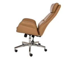 Light Brown Mid-Century Modern Faux Leather Executive Office Chair -Home Sale Store 810598939 A0 6