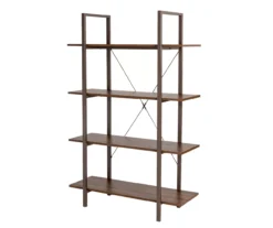 Walnut Modern Open 4-Shelf Bookcase