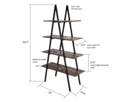 Walnut Modern A-Frame 4-Shelf Bookcase 13 Walnut Modern A-Frame 4-Shelf Bookcase -Home Sale Store 810598942 A0 7