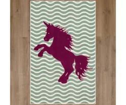 Majestic Unicorn Green & Purple Wavy Stripe Area Rug, (5' X 8') -Home Sale Store 810599747 A0 2