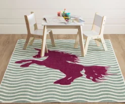 Majestic Unicorn Green & Purple Wavy Stripe Area Rug, (5' X 8') -Home Sale Store 810599747 A0 3