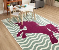Majestic Unicorn Green & Purple Wavy Stripe Area Rug, (5' X 8') -Home Sale Store 810599747 A0 4
