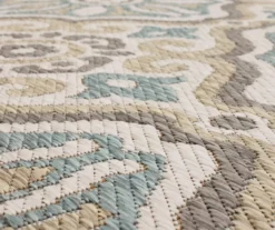 Waterside Light Gray & Turquoise Geometric Outdoor Area Rug, (8' X 10') -Home Sale Store 810600325 A8 3