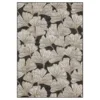 Treasured Garden Dark Gray & White Botanical Outdoor Area Rug, (4' X 5.5')