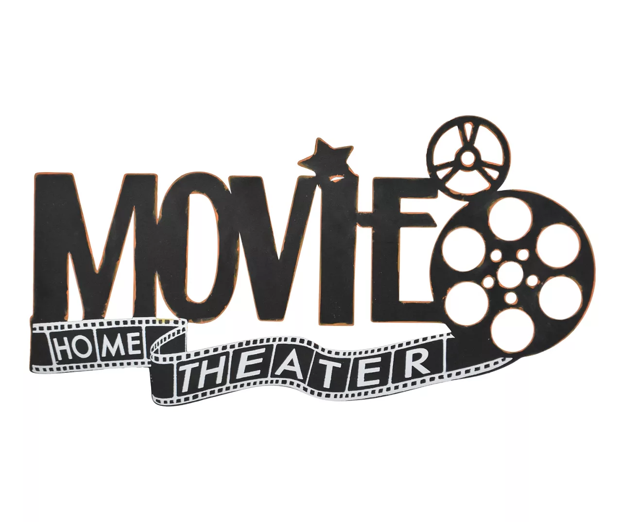 "Home Theater" Black & White Die-Cut Metal Wall Plaque 1 "Home Theater" Black & White Die-Cut Metal Wall Plaque