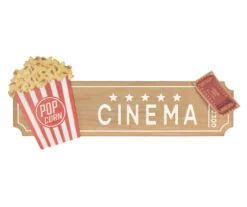 "Cinema" Brown & Red Popcorn Wall Plaque