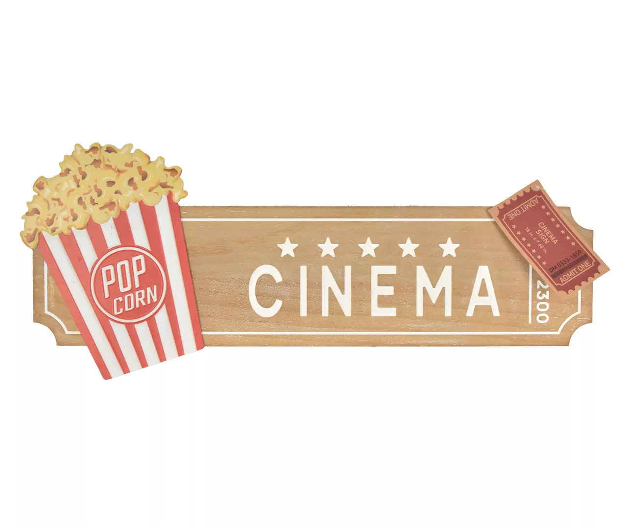 "Cinema" Brown & Red Popcorn Wall Plaque 1 "Cinema" Brown & Red Popcorn Wall Plaque