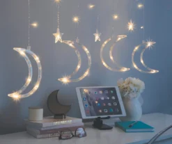 Warm White Large Moon & Stars 7-Strand LED Curtain Lights -Home Sale Store 810603461 B0 2