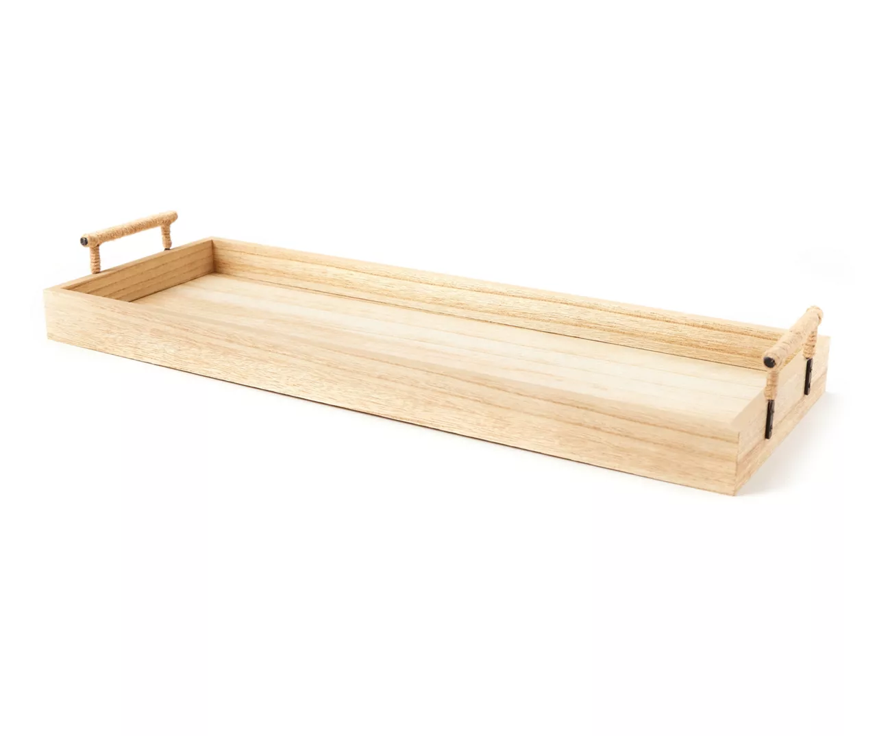 Light Brown Wood Tray With Metal Handles 2 Light Brown Wood Tray With Metal Handles - Image 2