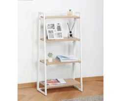 Blonde Wood Look & White 4-Tier Folding Bookcase -Home Sale Store 810606565 A0 2