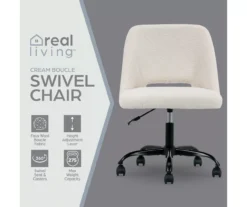 Cream Faux Wool Boucle Rolling Swivel Office Chair 16 Cream Faux Wool Boucle Rolling Swivel Office Chair -Home Sale Store 810606674 A0 2