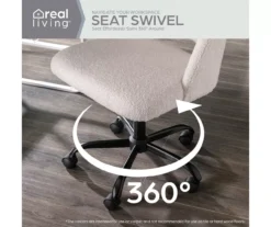 Cream Faux Wool Boucle Rolling Swivel Office Chair 18 Cream Faux Wool Boucle Rolling Swivel Office Chair -Home Sale Store 810606674 A0 4