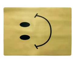 Yellow Smiley Face Desk Mat, (34" X 47")