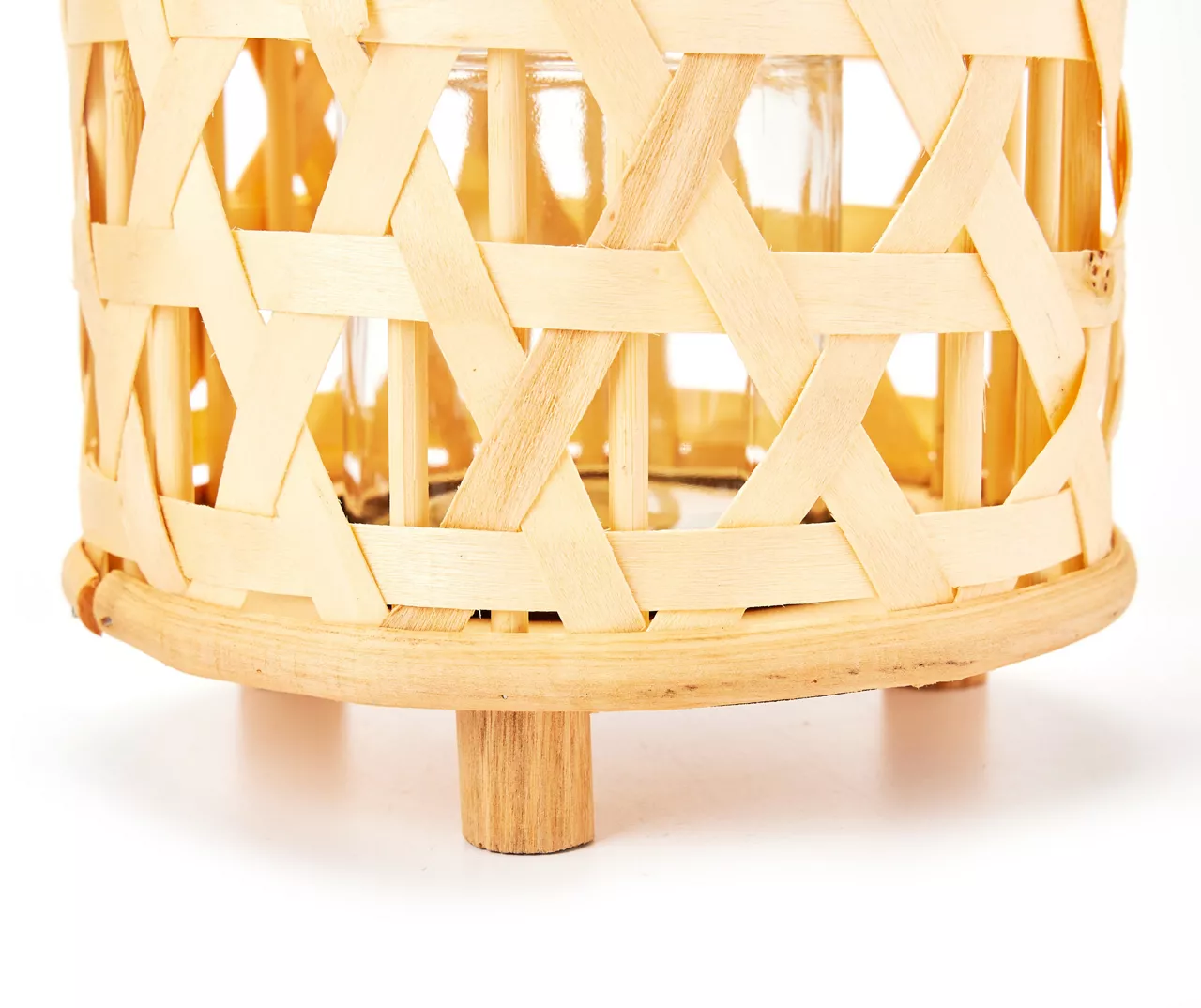 Woven Rattan, Wood & Glass LED Candle Lantern 4 Woven Rattan, Wood & Glass LED Candle Lantern - Image 4
