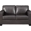 Morelos Gray Leather Loveseat