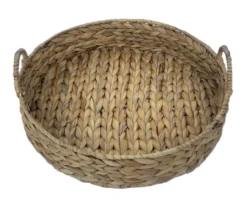 Brown Woven Round Water Hyacinth Decorative Tray, (16") -Home Sale Store 810612684 A4 4