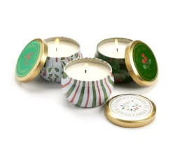 Fresh Balsam, Santa's Cookies & Cinnamon Cheer Holly Berry Tin Candle Gift Set, 3-Pack -Home Sale Store 810613786 A0 2