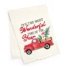 Santa's Workshop "Most Wonderful Time" White & Red Table Runner